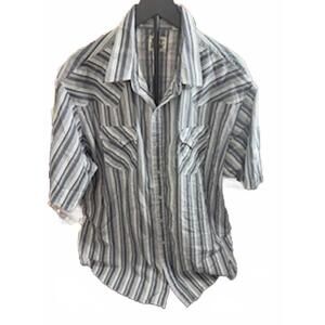 Ely Cattleman Men's XXL Casual Western Shirt Pearl Buttons Striped Short Sleeve